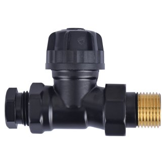 Thermostatisch ventiel zonder knop 1/2", recht, inclusief adaptor, mat zwart