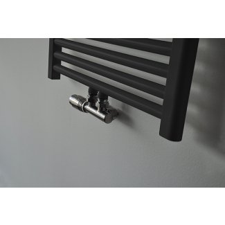 Riko Set thermostatisch onderblok, haaks-links, geborsteld staal