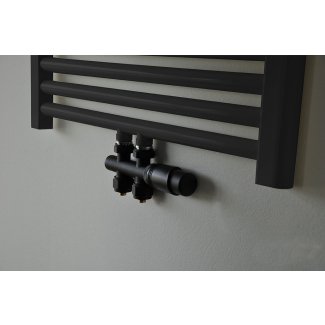 Riko Set thermostatisch onderblok, haaks-rechts, mat zwart
