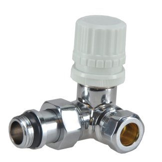 Luxe thermostatisch ventiel 1/2" x 15 mm (M22) knel, haaks links, chroom