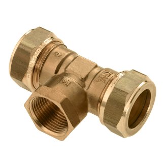 Bonfix Messing Knel x Binnendraad x Knel T-koppeling | 15 x 3/8 x 15