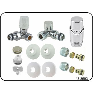 Riko Luxe thermostatische radiator aansluitset, haaks verkeerd links, chroom