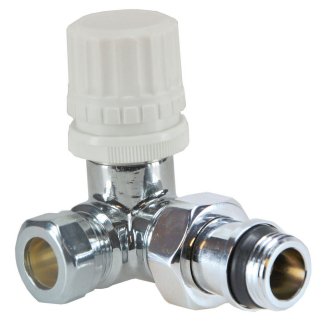 Luxe thermostatisch ventiel 1/2" x 15 mm (M22) knel, haaks rechts, chroom