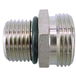 Rd-901 nippels 1/2" buitendraad lang x 3/4" Eurokonus + O-ring, vernikkeld