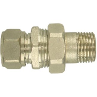 Radiatorkoppeling 3-delig 1/2" x 15 mm knel, recht, vernikkeld