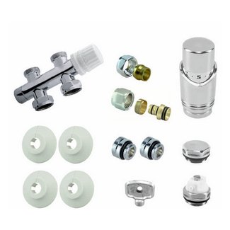 Riko Complete rechte onderblokset 16x2,0 mm + 15 mm knel, chroom