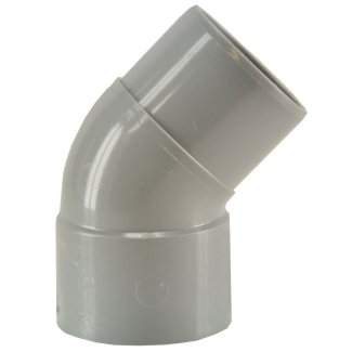 Afvoerbocht mof 125 mm x spie 125 mm 45 graden PVC