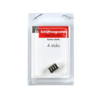 Blister mini schijfmagneet sterk 10x3mm/ 4 st