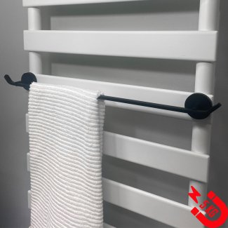 BSXL Magneet-line zwart – Magnetische 385 mm handdoekhouder